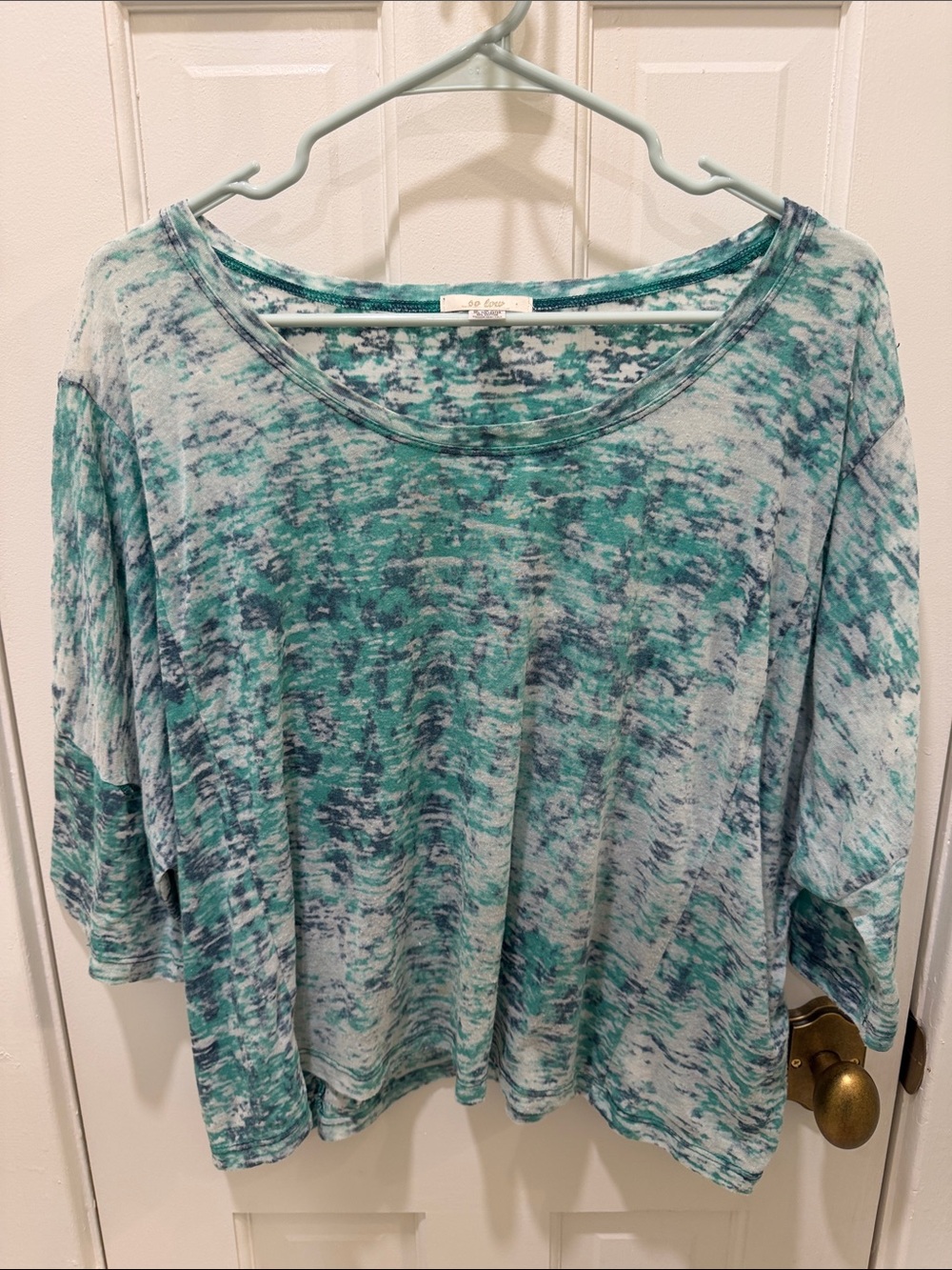 SOLOW Marbled Scoop Neck Tunic in Teal and Light Blue